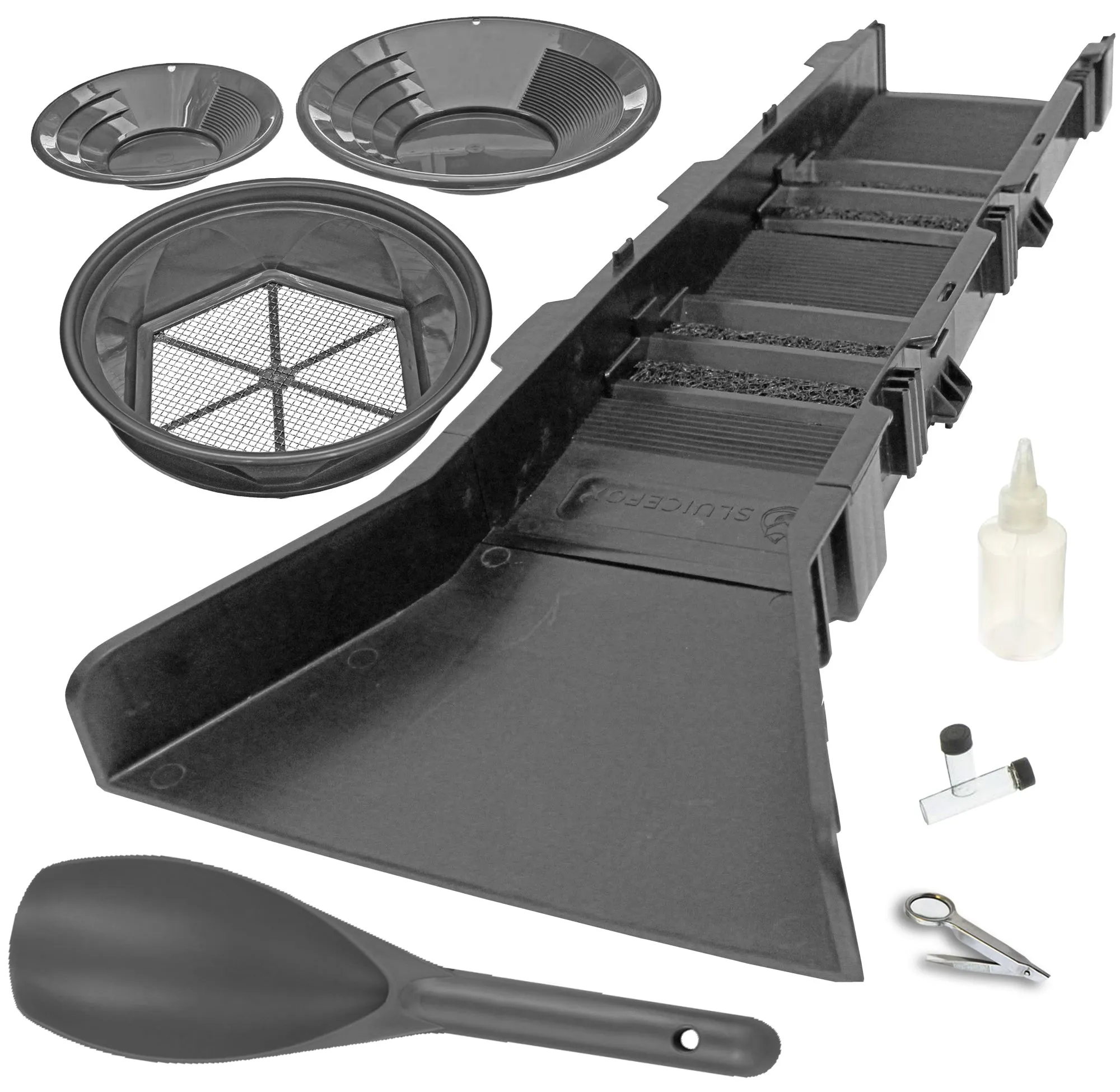 10-Piece Gold Panning Kit for Serious Prospectors: Includes 31" Sluice Box, Pans, Scoop, Sniffer Bottle, and Gold VialsPerfect for Gold Rush Adventures