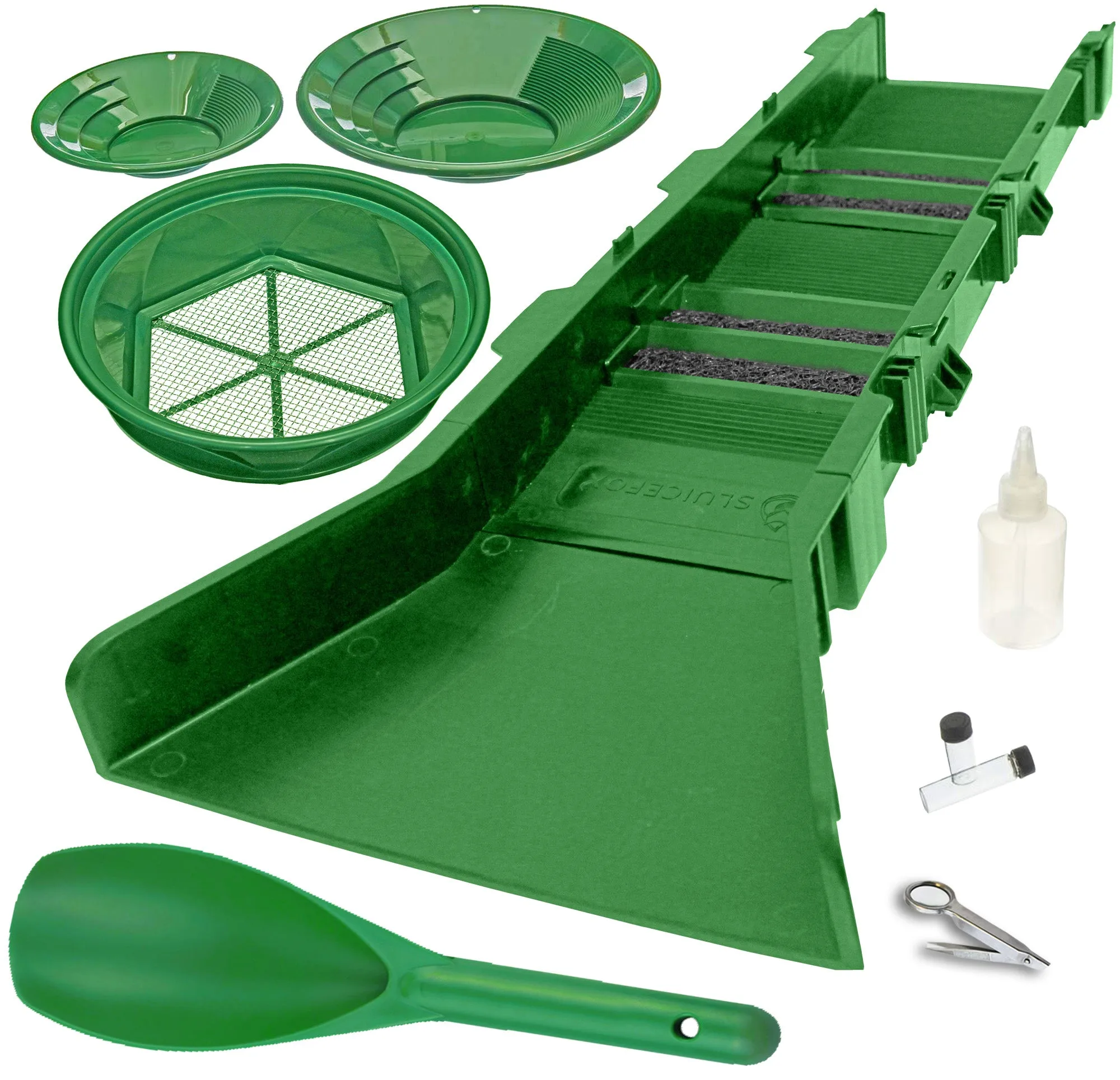 10-Piece Gold Panning Kit for Serious Prospectors: Includes 31" Sluice Box, Pans, Scoop, Sniffer Bottle, and Gold VialsPerfect for Gold Rush Adventures