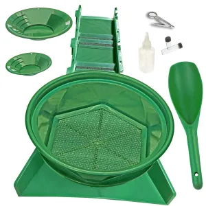 10-Piece Gold Panning Kit for Serious Prospectors: Includes 31" Sluice Box, Pans, Scoop, Sniffer Bottle, and Gold VialsPerfect for Gold Rush Adventures