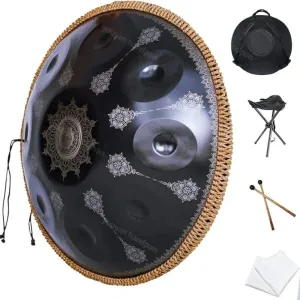 432/440hz 22 Inch d Minor Blue Steel Tongue Engraved Hand Pan Drum for Yoga & Meditation