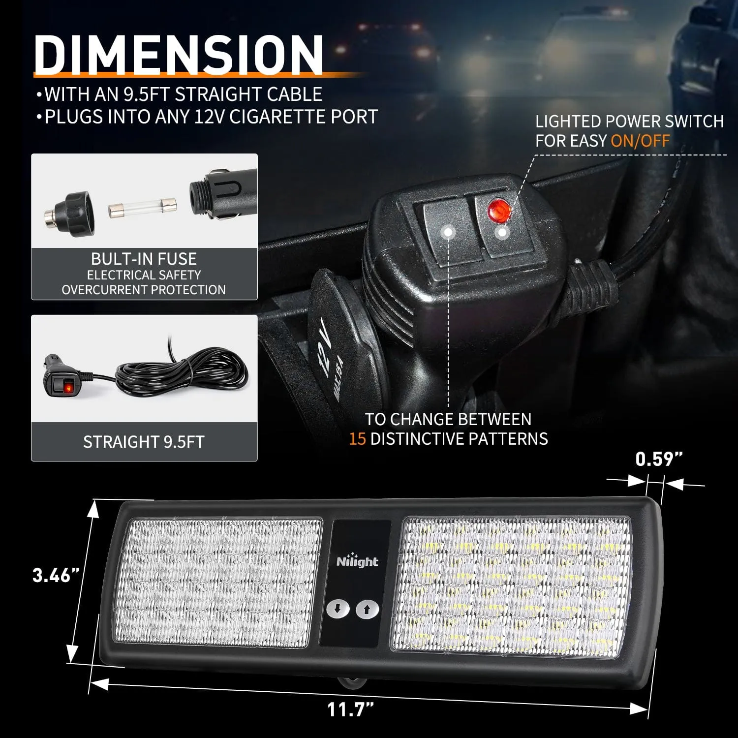 48 LED Red White Emergency Warning Strobe Lights