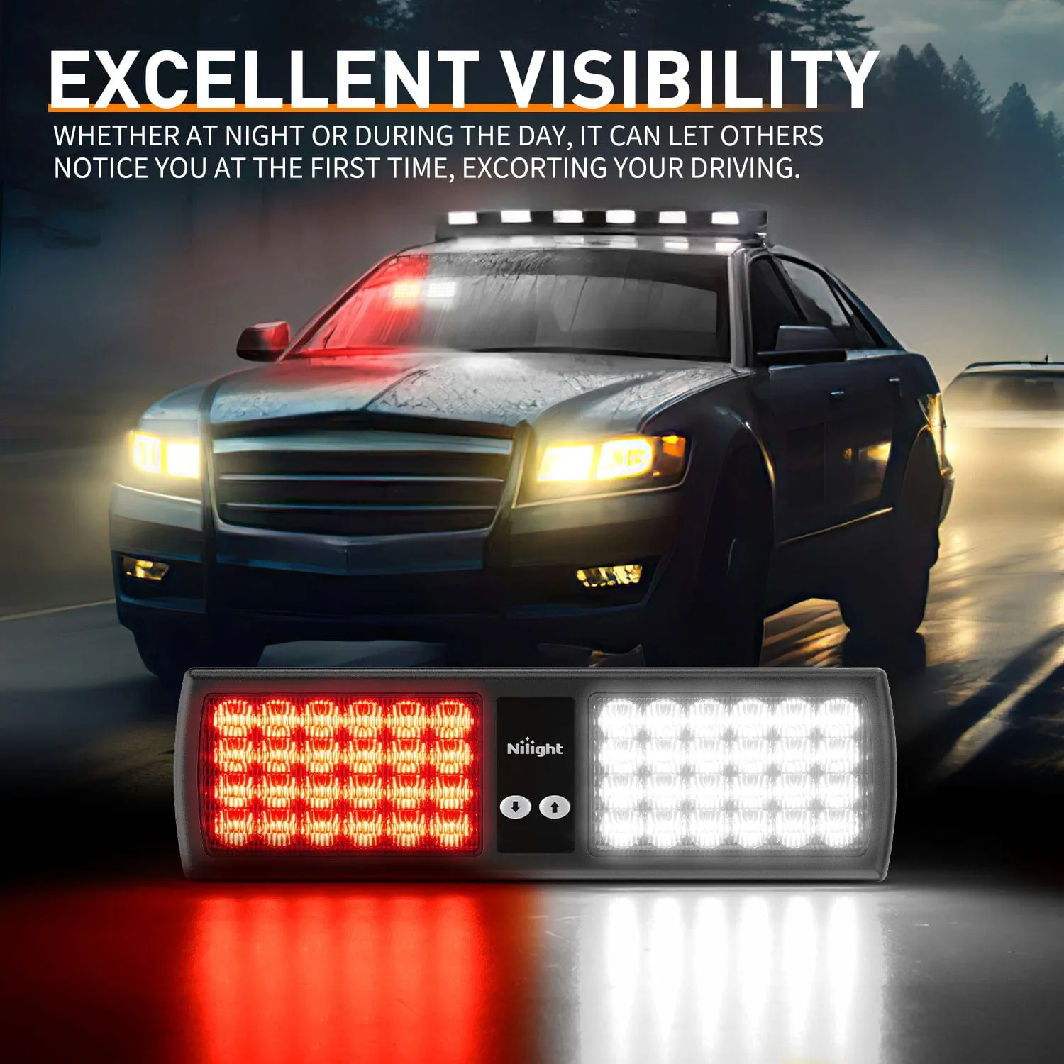 48 LED Red White Emergency Warning Strobe Lights