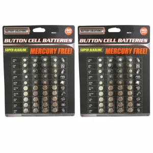 80 Assorted Batteries Button Cell AG1 AG3 AG4 AG5 AG10 AG12 1.5 Volts Alkaline