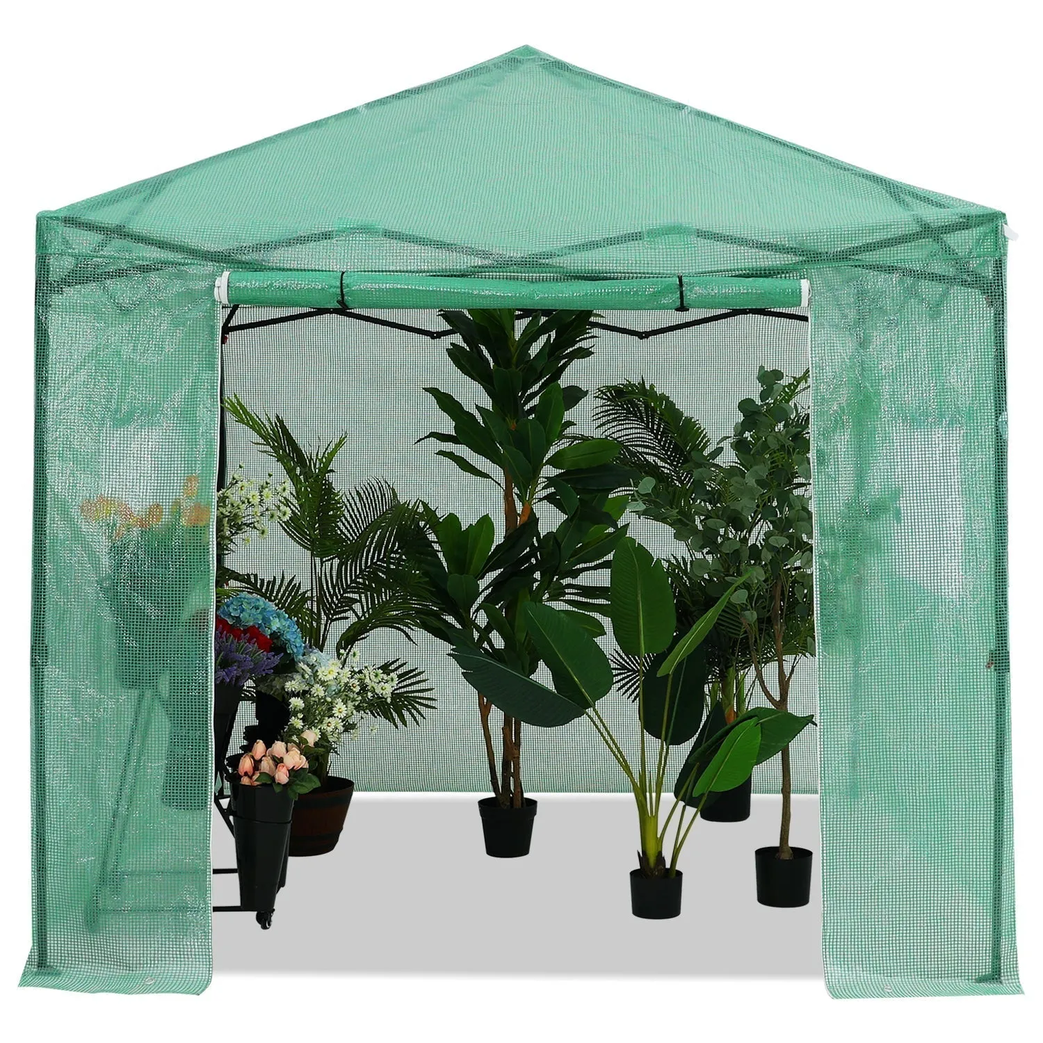 ABCCANOPY Pop Up Greenhouse Walk-in Garden Greenhouse with Roll-Up Door and Windows