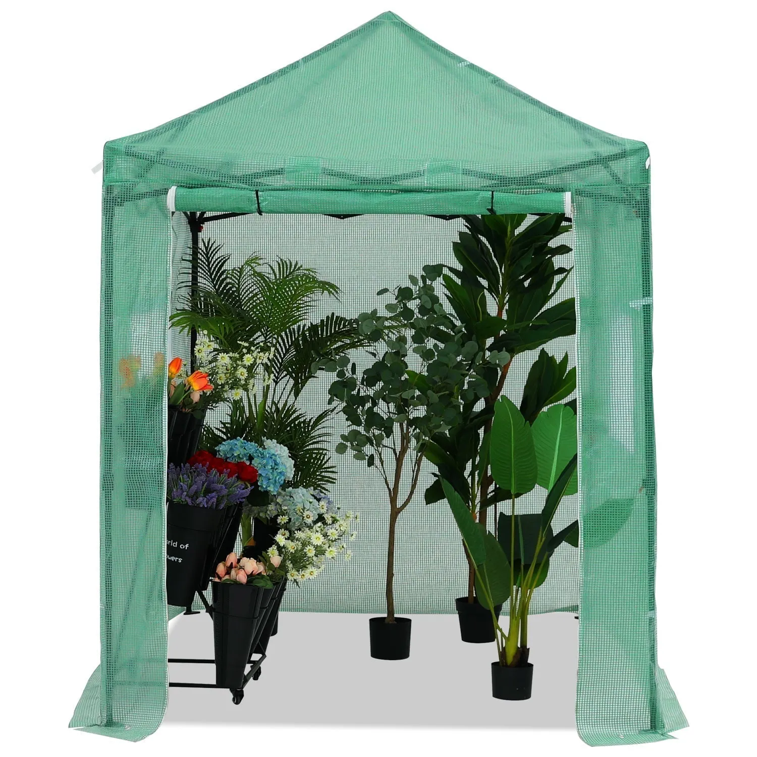 ABCCANOPY Pop Up Greenhouse Walk-in Garden Greenhouse with Roll-Up Door and Windows