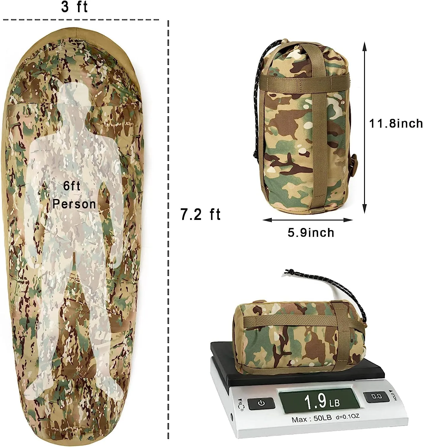 Akmax Bivy Cover Sack for Modular Sleeping Bags Multicam