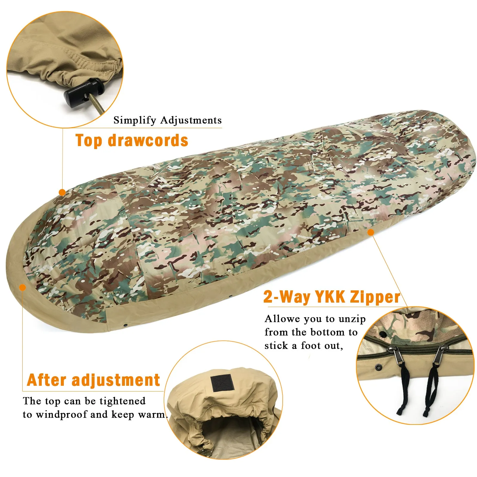 Akmax Bivy Cover Sack for Modular Sleeping Bags Multicam