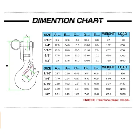 AMYSPORTS 1pcs Heavy Duty Slip Hook Load Tow Chain Clevis Hook
