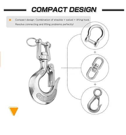 AMYSPORTS 1pcs Heavy Duty Slip Hook Load Tow Chain Clevis Hook