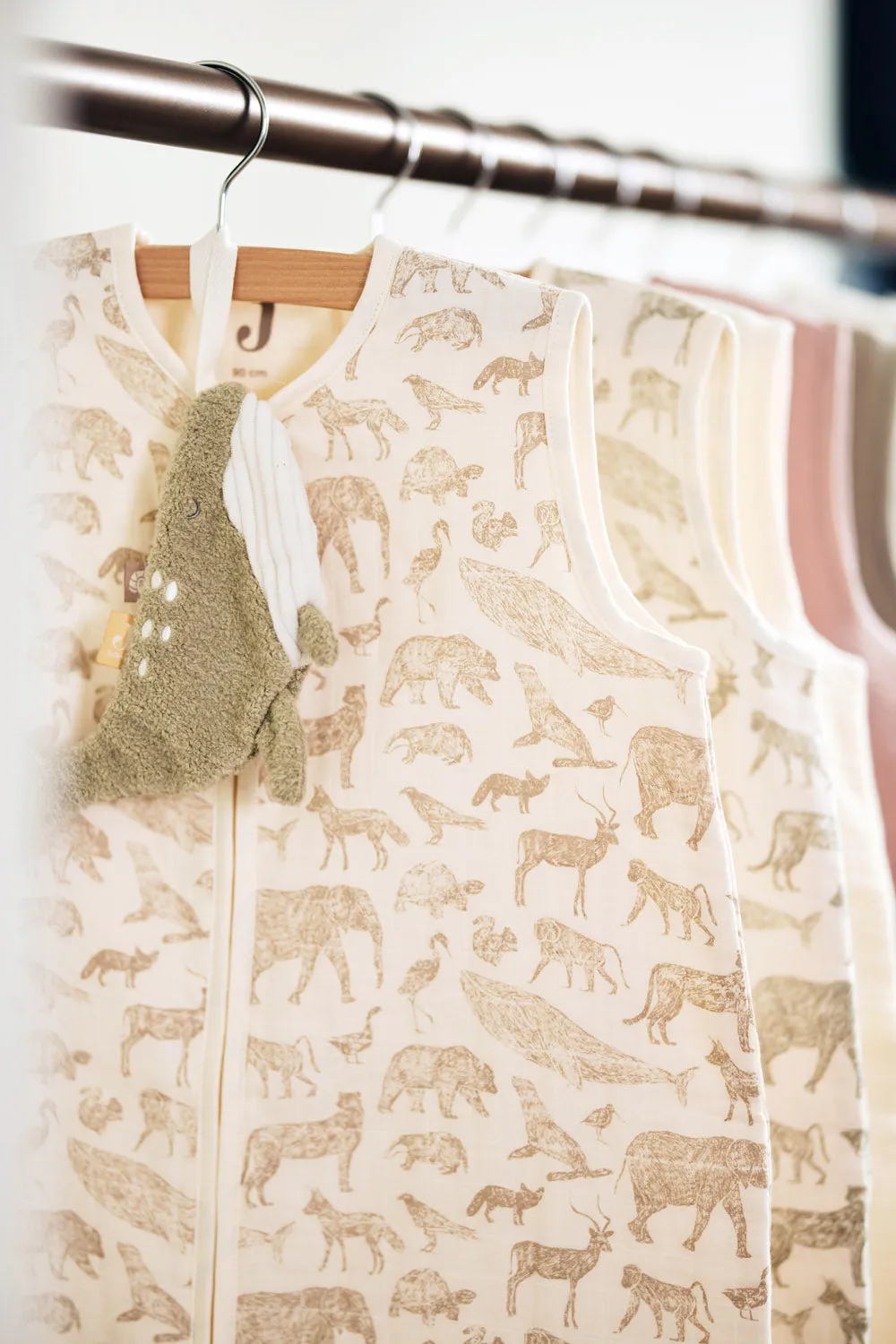 Baby Sleeping Bag Muslin 90cm Animals - Nougat
