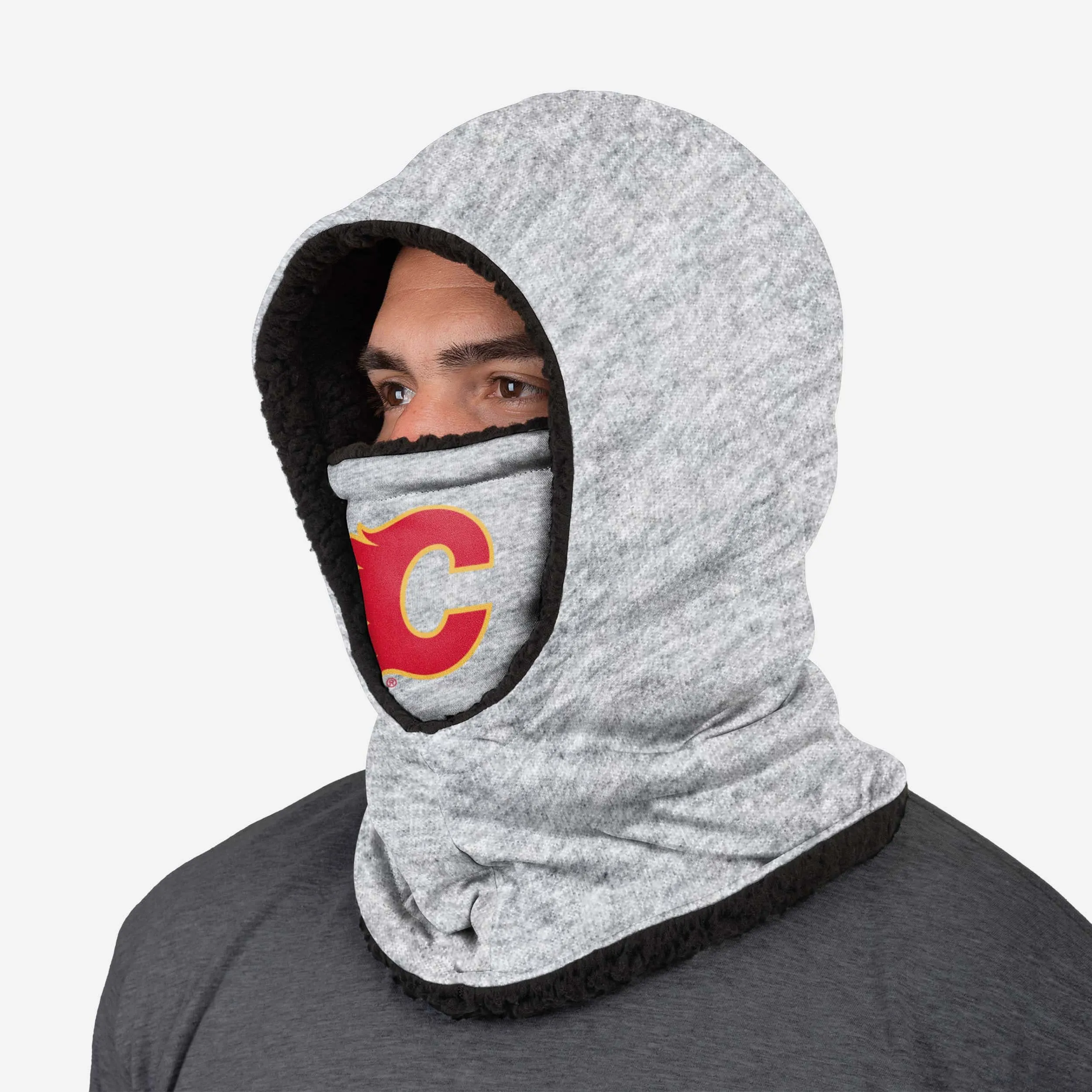 Calgary Flames Heather Grey Big Logo Hooded Gaiter