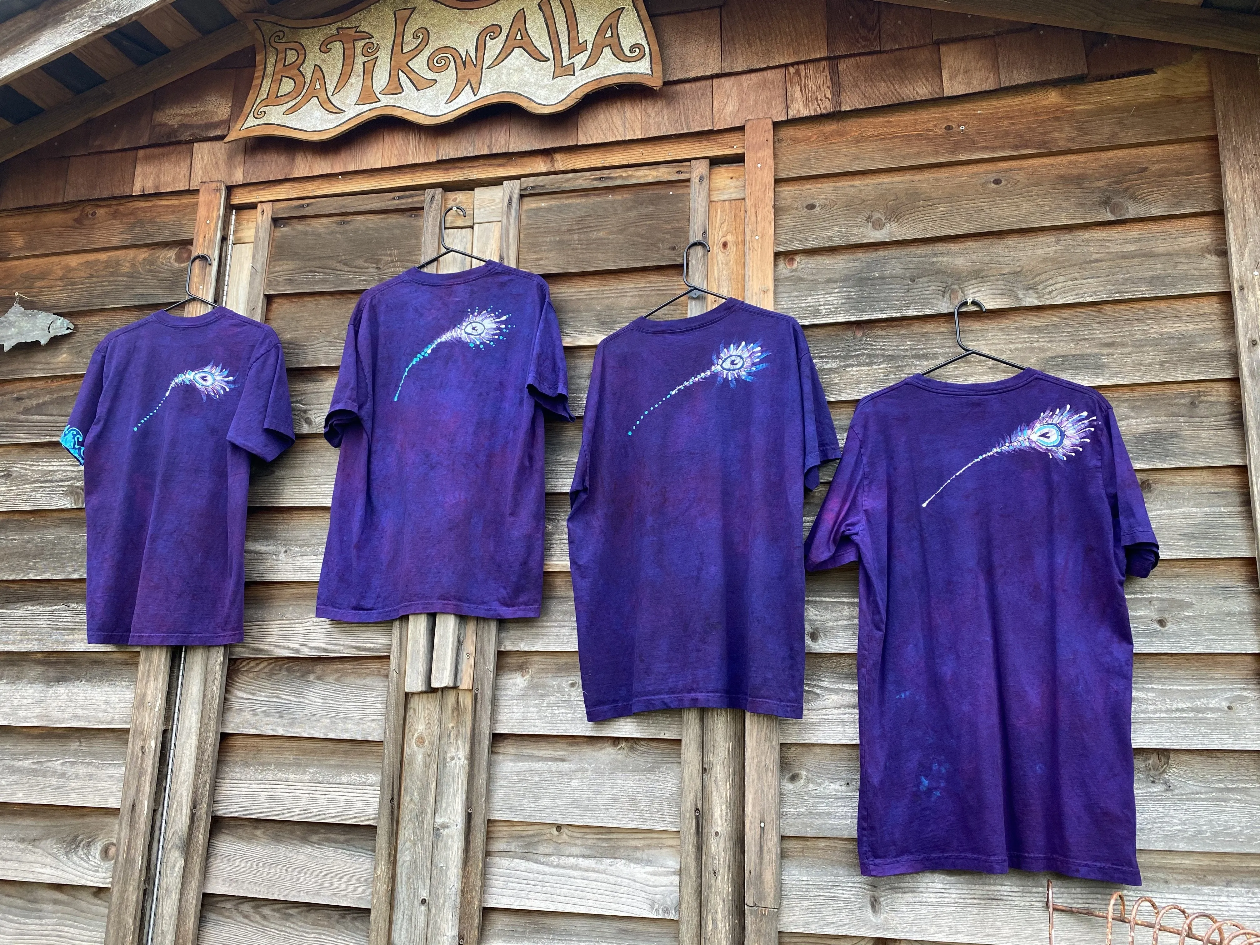 Kissing Peacocks Purple & Turquoise Handmade Batikwalla Tshirt - MEDIUM Only