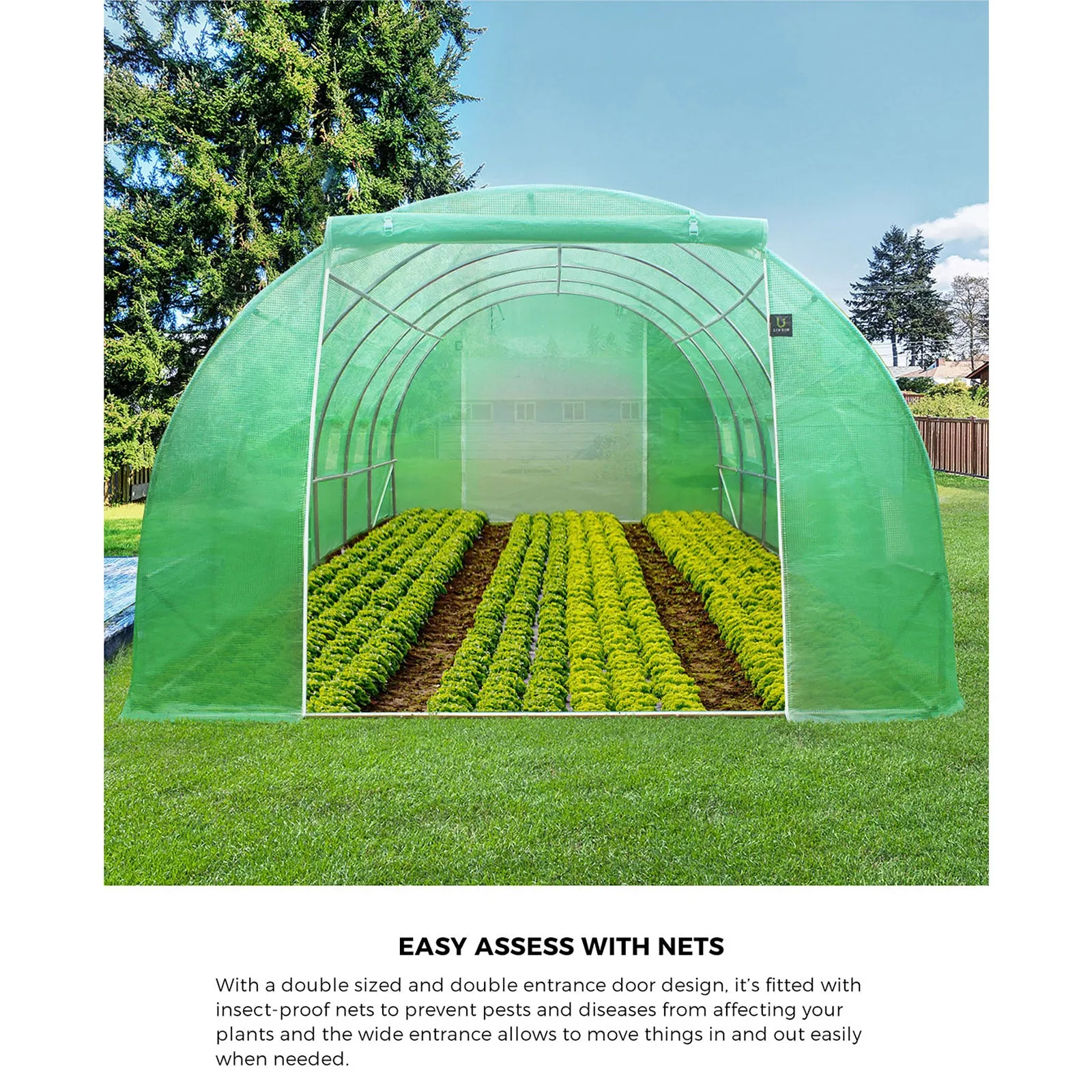 Livsip Greenhouse 6MX3M Walk in Green House Tunnel Plant Garden Shed Storage