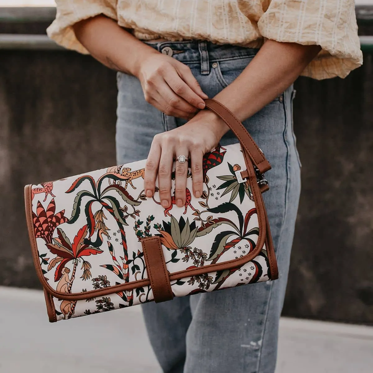OiOi Change Mat Clutch - Jungle Cream/Tan