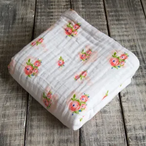 Organic Snuggle Blanket - Pink Flower