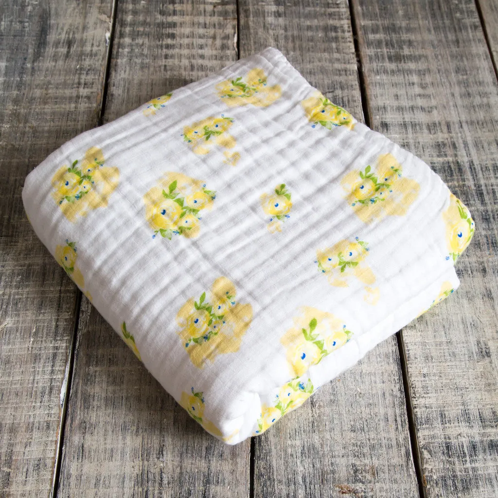 Organic Snuggle Blanket - Yellow Flower