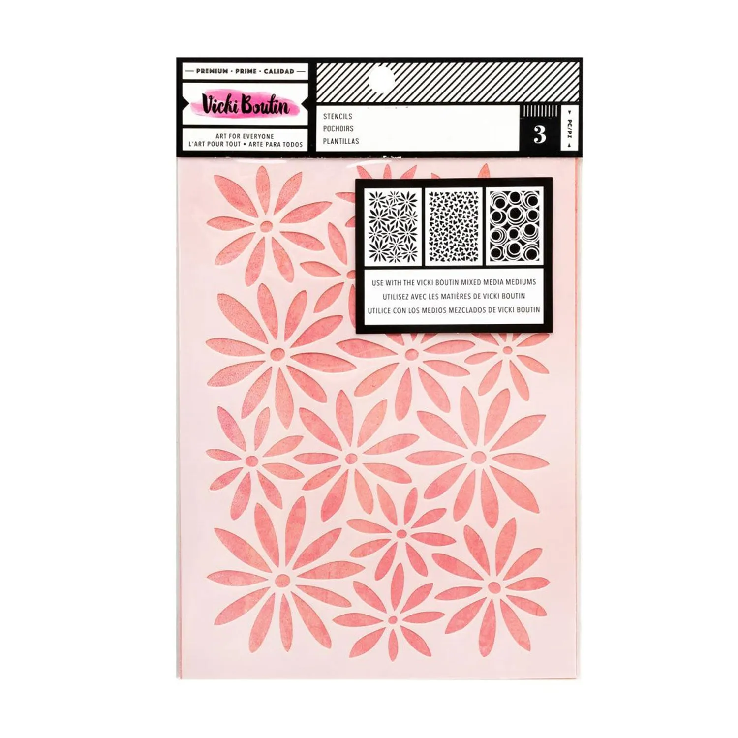 Vicki Boutin Mixed Media Stencil 3 Pack - Floral