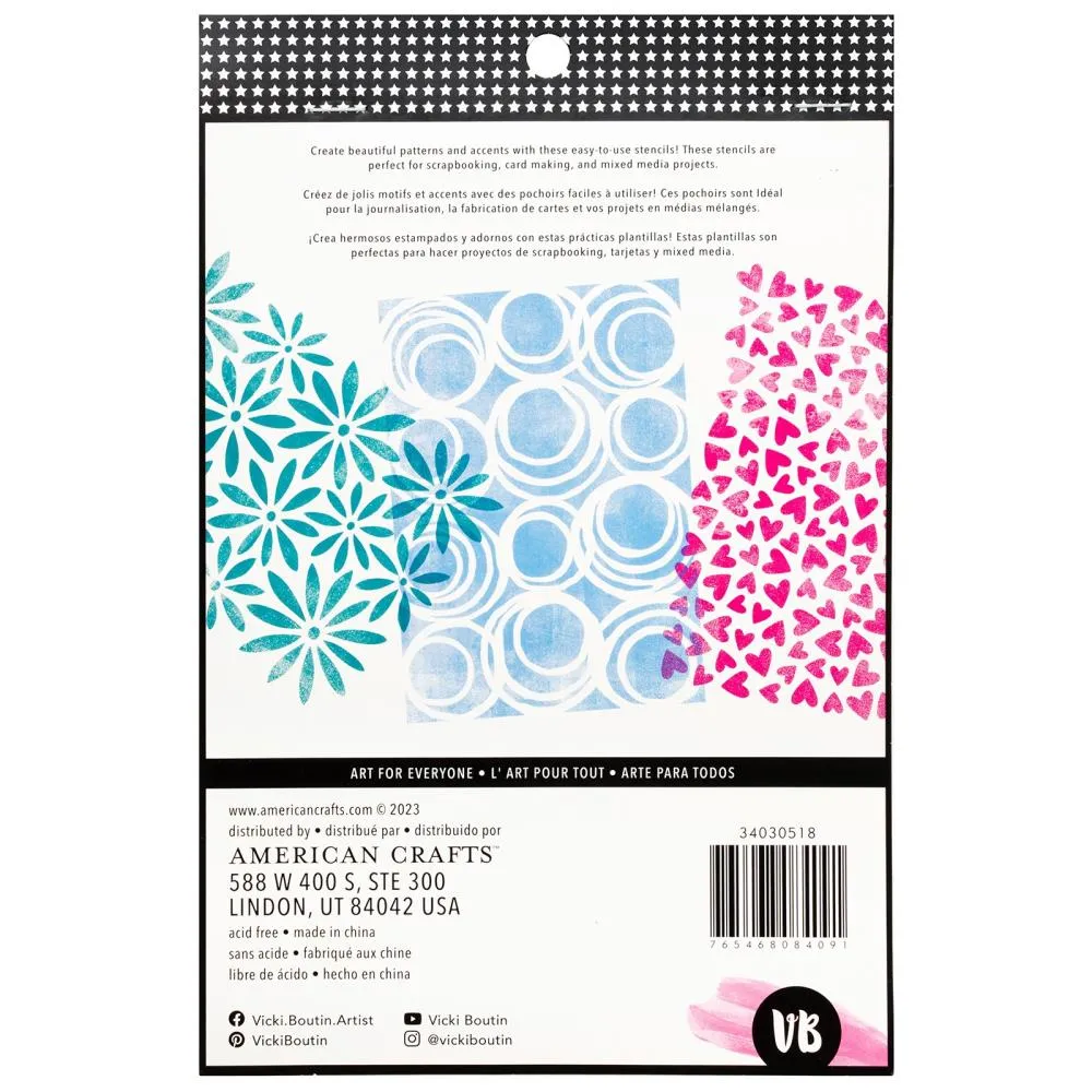 Vicki Boutin Mixed Media Stencil 3 Pack - Floral