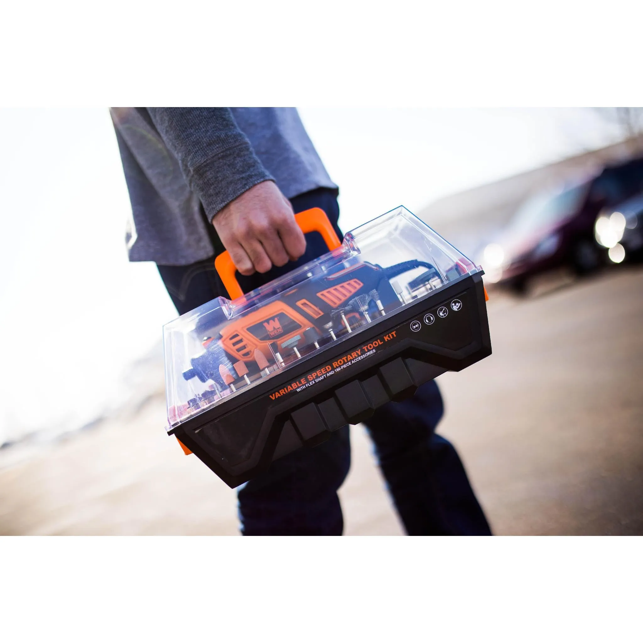 WEN 23190 1.3-Amp Variable Speed Steady-Grip Rotary Tool with 190-Piece Accessory Kit, Flex Shaft, and Carrying Case